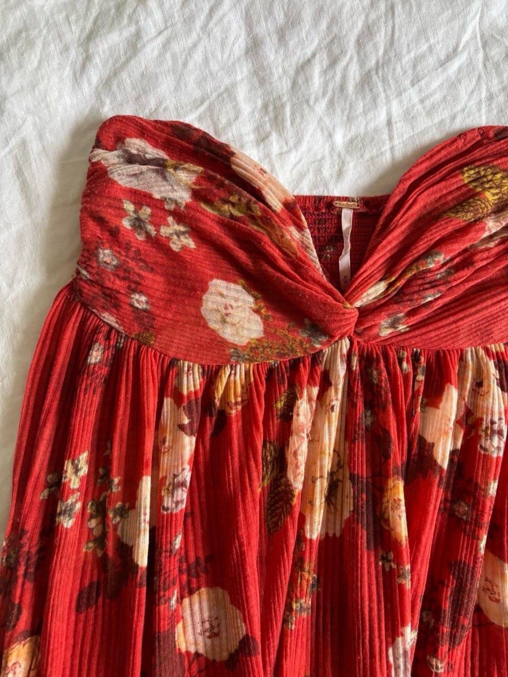 Free People Strapless Floral Hi-Low Tunic Tube Top Sz Medium - Picture 3 of 8
